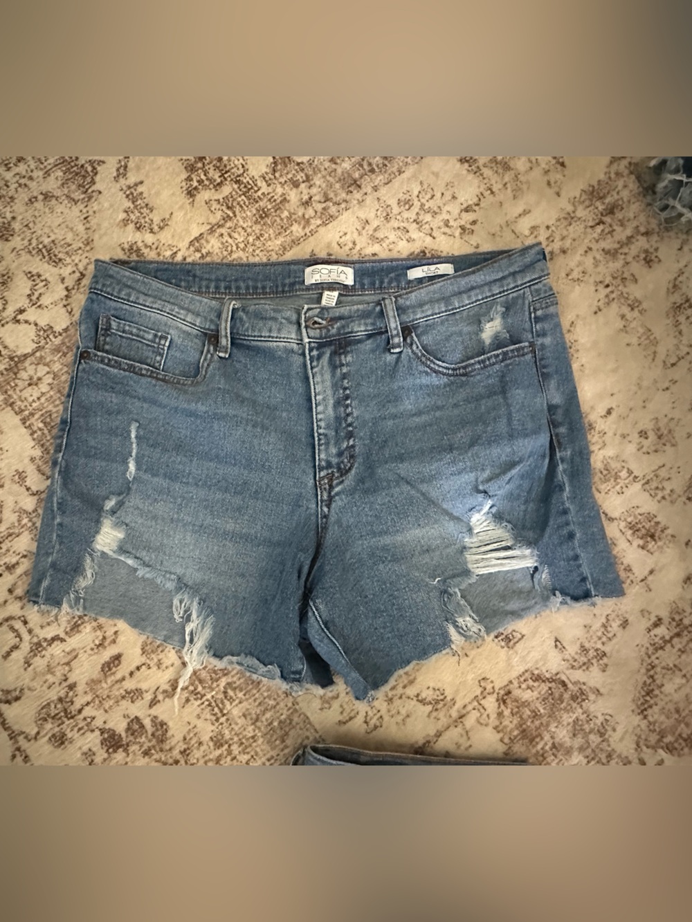 sofia by sofia vergara Light Blue Distressed Denim Shorts